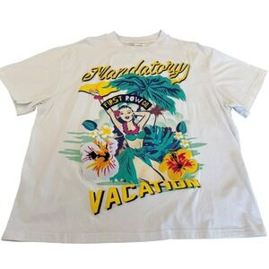 First Row Co Mandatory Vacation Hula Girl Graphic Tee  Chenille Patch XL‎ READ!